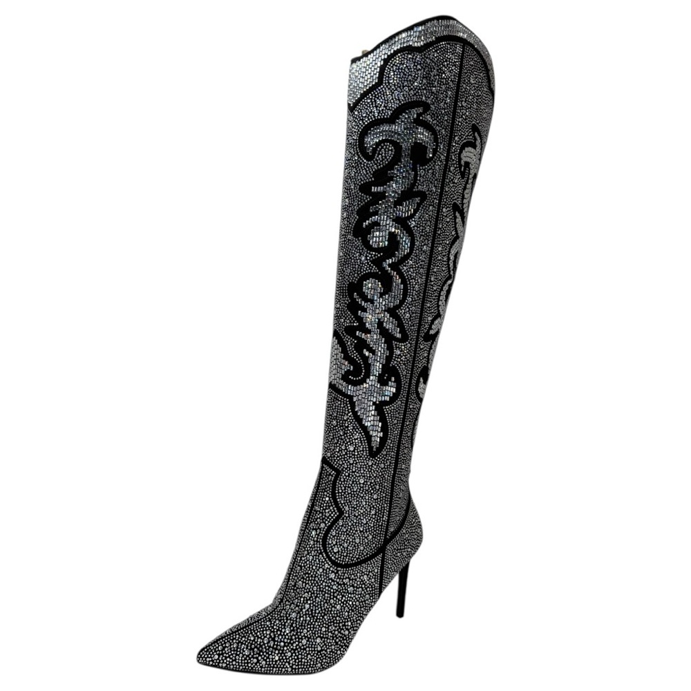 INC Iresa4 Rhinestone Crusted Western Style OTK Heeled Womens Boots Size 7M - Picture 2 of 15